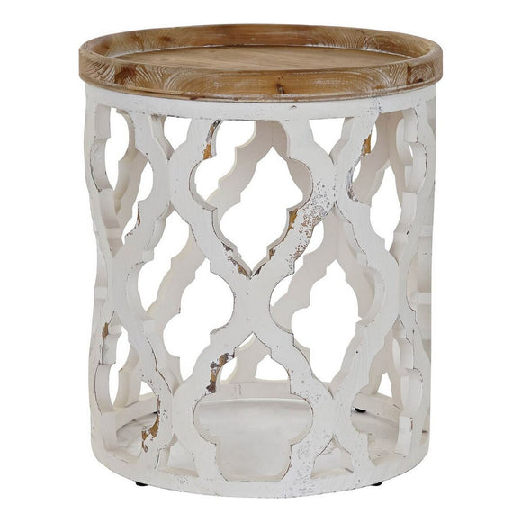 Side table DKD Home Decor 50 x 50 x 58 cm Fir Natural White MDF Wood-0