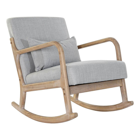 Armchair DKD Home Decor MB-179429 Grey Natural Light grey Rubber wood Sixties 66 x 88 x 78 cm-0