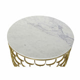 Side table DKD Home Decor 81 x 81 x 42 cm Golden White Plastic Marble Iron-1