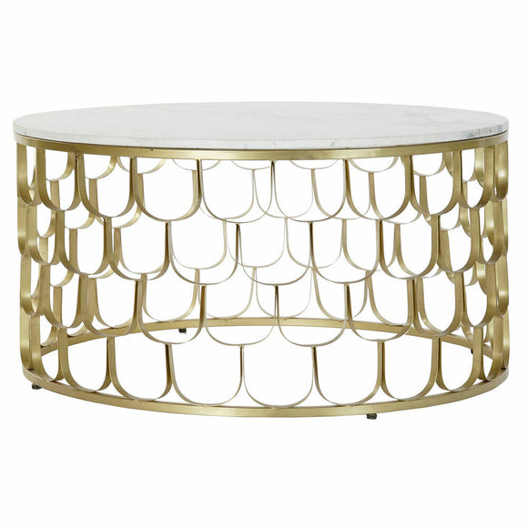 Side table DKD Home Decor 81 x 81 x 42 cm Golden White Plastic Marble Iron-0