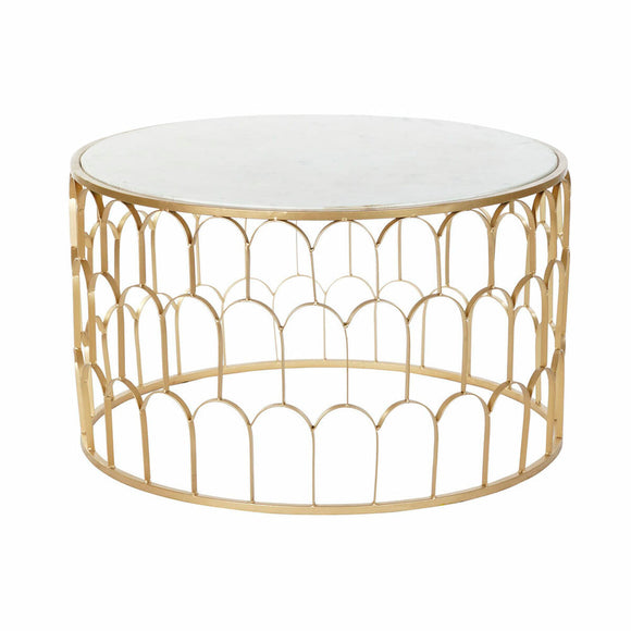 Centre Table DKD Home Decor Glamour White Multicolour Golden Marble Iron 87 x 87 x 51,5 cm-0