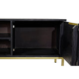 TV furniture DKD Home Decor Black Metal Golden Mango wood (147 x 40 x 51 cm)-3
