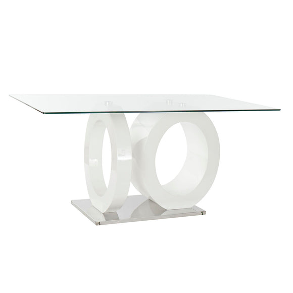 Dining Table DKD Home Decor Crystal Transparent White MDF Wood (160 x 90 x 75 cm)-0