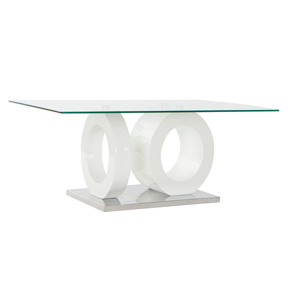 Centre Table DKD Home Decor White Transparent Wood Crystal MDF Wood 110 x 60 x 45 cm-0