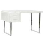 Desk DKD Home Decor White Silver Metal MDF Wood 120 x 55 x 76 cm-0