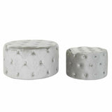 Footrest DKD Home Decor Grey Velvet MDF Wood (80 x 80 x 43 cm) (58 x 58 x 37 cm) (2 pcs)-0