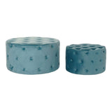 Footrest DKD Home Decor Blue Modern Velvet MDF Wood (2 pcs)-0