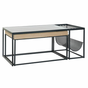 Centre Table DKD Home Decor Black Multicolour Natural Wood Metal Bamboo Crystal 110 x 60 x 45 cm-0