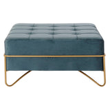 Bench DKD Home Decor   Foam Blue Golden Metal Polyester Velvet MDF Wood (80 x 80 x 42 cm)-1