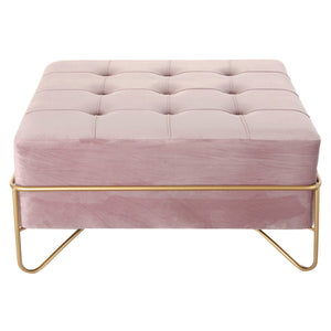 Bench DKD Home Decor   Foam Pink Golden Metal Polyester Velvet MDF Wood (80 x 80 x 42 cm)-0