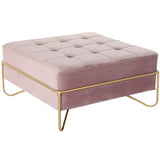 Bench DKD Home Decor   Foam Pink Golden Metal Polyester Velvet MDF Wood (80 x 80 x 42 cm)-2