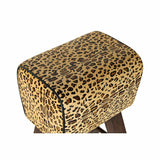 Stool DKD Home Decor Black Wood Brown Leather (43 x 35 x 75 cm)-3