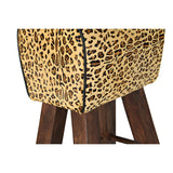 Stool DKD Home Decor Black Wood Brown Leather (43 x 35 x 75 cm)-2