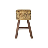 Stool DKD Home Decor Black Wood Brown Leather (43 x 35 x 75 cm)-1