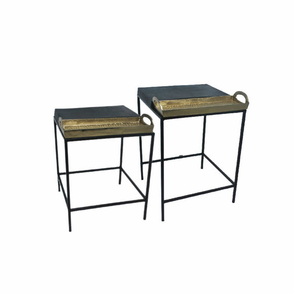 Side table DKD Home Decor Black Golden Steel Aluminium (43 x 42 x 58.5 cm)-0