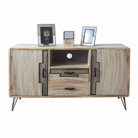Sideboard DKD Home Decor Black Natural Metal Paolownia wood 120 x 41 x 65 cm-0