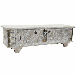 Chest DKD Home Decor 8424001858361 Paolownia wood White Brass Mango wood 146 x 40 x 45 cm-0