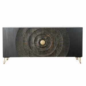 Sideboard DKD Home Decor Black Multicolour Golden Metal Mango wood 160 x 45 x 75 cm-0