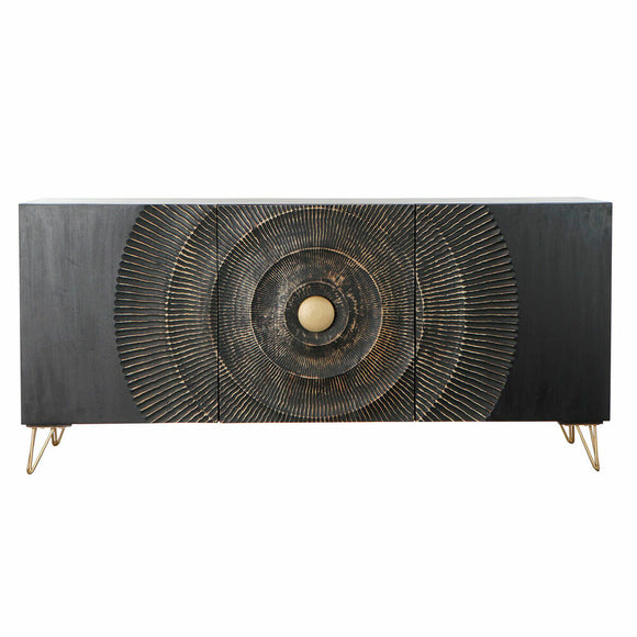 Sideboard DKD Home Decor Black Multicolour Golden Metal Mango wood 160 x 45 x 75 cm-0