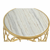 Side table DKD Home Decor Silver Metal White Marble (48 x 48 x 57 cm) (2 pcs) (40 x 40 x 46 cm)-1