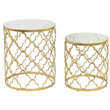 Side table DKD Home Decor Silver Metal White Marble (48 x 48 x 57 cm) (2 pcs) (40 x 40 x 46 cm)-0