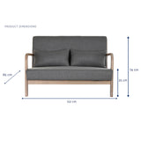 2-Seater Sofa DKD Home Decor Dark grey Rubber wood 122 x 85 x 74 cm-3