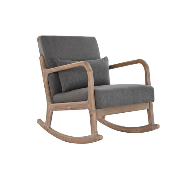 Rocking Chair DKD Home Decor Natural Dark grey Polyester Rubber wood Sixties 66 x 85 x 81 cm-0