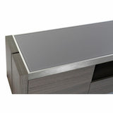 TV furniture DKD Home Decor Grey Aluminium Crystal Oak Tempered Glass 200 x 45 x 42 cm-1