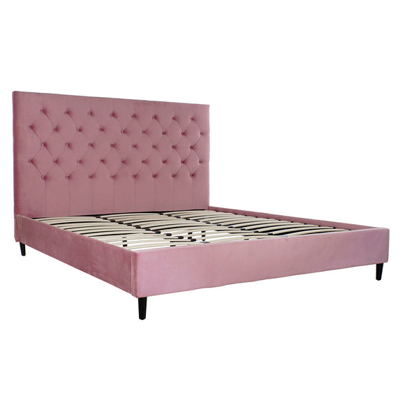 Bed DKD Home Decor Wood Metal Pink 180 x 200 cm 187 x 210 x 137 cm-0