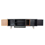 TV furniture DKD Home Decor Black Dark brown Crystal MDF Wood 166 x 40 x 55 cm-2