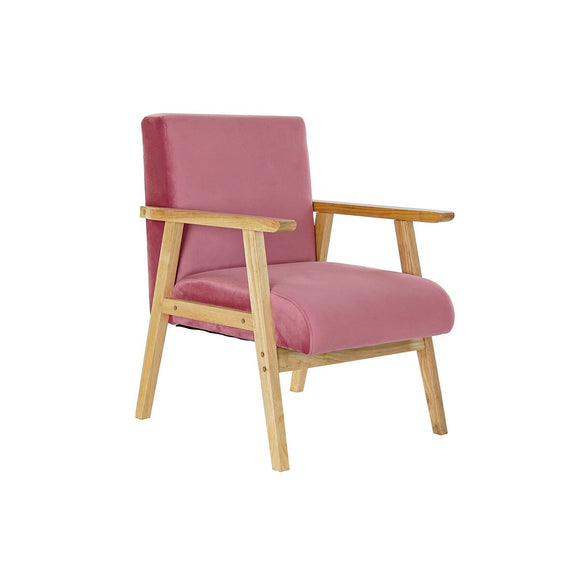 Armchair DKD Home Decor Pink Polyester MDF Wood (61 x 63 x 77 cm)-0