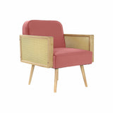 Armchair DKD Home Decor Pink Polyester Rattan (66 x 64 x 79 cm)-0