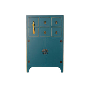 Chest of drawers DKD Home Decor Blue Golden Fir MDF Wood Oriental 63 x 27 x 101 cm 63 x 27 x 100 cm-0