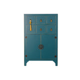 Chest of drawers DKD Home Decor Blue Golden Fir MDF Wood Oriental 63 x 27 x 101 cm 63 x 27 x 100 cm-0