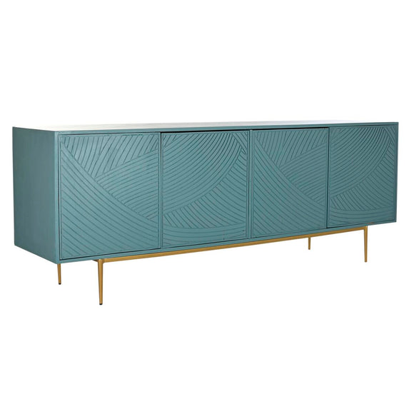Sideboard DKD Home Decor Golden Metal Turquoise Mango wood (200 x 50 x 76 cm)-0