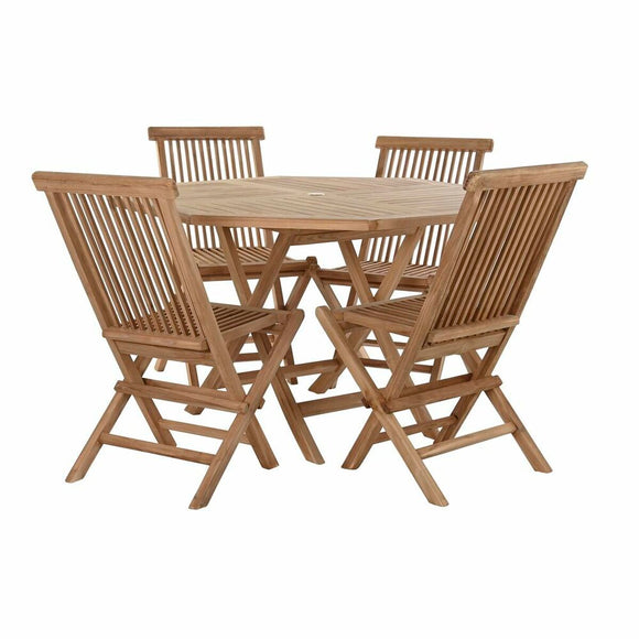 Table set with 4 chairs DKD Home Decor Teak (120 cm) (5 pcs) (120 x 120 x 75 cm)-0