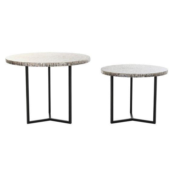 Set of 2 tables DKD Home Decor Beige Grey 76 x 76 x 60 cm-0