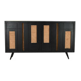 Sideboard DKD Home Decor Black Rattan Mango wood 160 x 40 x 90 cm-8