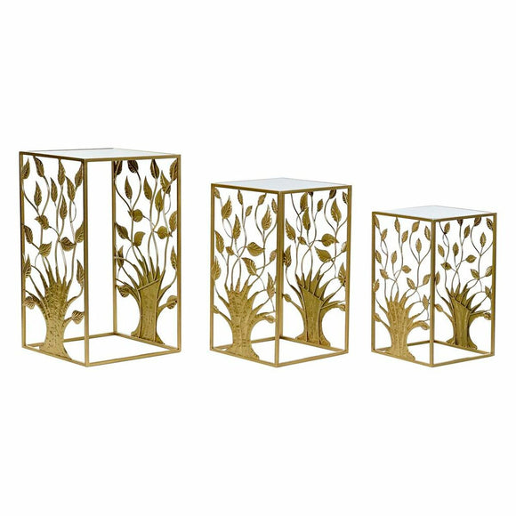 Set of 3 small tables DKD Home Decor Golden 40 x 40 x 70 cm-0