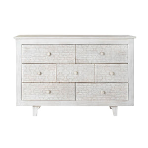 Chest of drawers DKD Home Decor White Multicolour Metal Mango wood Indian Man 30 x 40 cm 112 x 35 x 75 cm-0