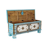 Chest DKD Home Decor Blue Brass Mango wood 116 x 40 x 45 cm-2