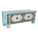 Chest DKD Home Decor Blue Brass Mango wood 116 x 40 x 45 cm-0