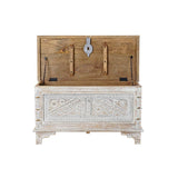 Chest DKD Home Decor 88 x 40 x 45 cm White Brass Mango wood-6