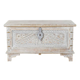 Chest DKD Home Decor 88 x 40 x 45 cm White Brass Mango wood-7