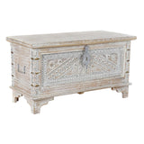 Chest DKD Home Decor 88 x 40 x 45 cm White Brass Mango wood-0