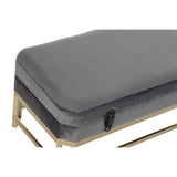 Bench DKD Home Decor   Grey Golden Metal Velvet (80 x 40 x 47 cm)-3