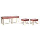 Bench DKD Home Decor   Pink Metal Velvet (120 x 40 x 46 cm)-0