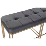 Bench DKD Home Decor   Grey Metal Velvet (120 x 40 x 47 cm)-3