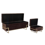 Bench DKD Home Decor   Golden Metal Brown Velvet (120 x 42 x 48 cm)-4