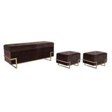 Bench DKD Home Decor   Golden Metal Brown Velvet (120 x 42 x 48 cm)-0